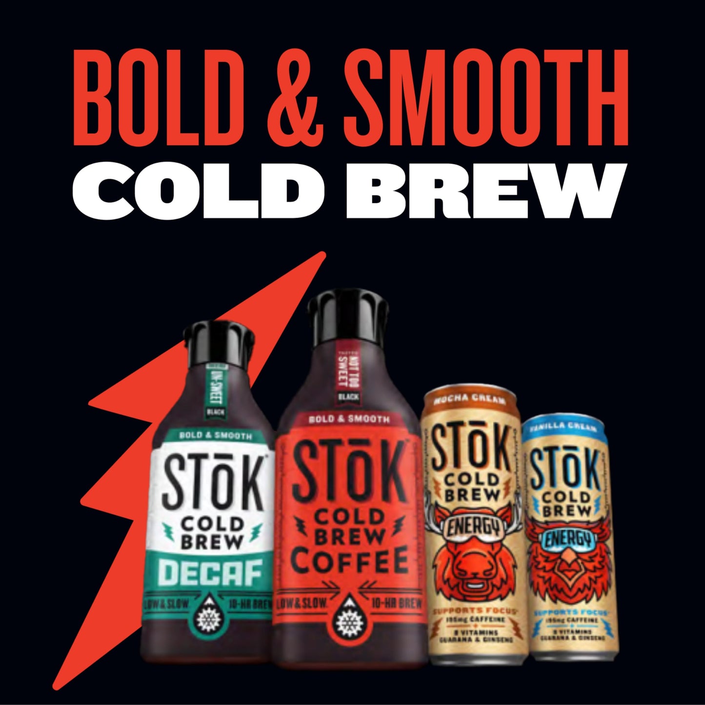 SToK Cold Brew Energy Coffee, Vanilla Cream, 195mg Caffeine, 11 fl oz Cans, 12 Pack, B-Vitamins, Guarana & Ginseng