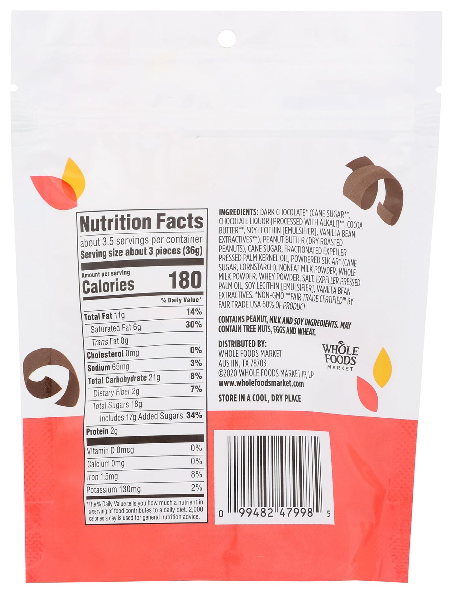 365 by Whole Foods Market Mini Dark Chocolate Peanut Butter Cups, 4.7 Ounce, Delicious Peanut Butter Filled Treats