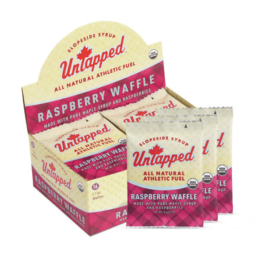 Untapped Organic Raspberry Waffles, Vegan Endurance Snacks, Sweetened with Maple Syrup, 1.05 oz Each, Box of 16