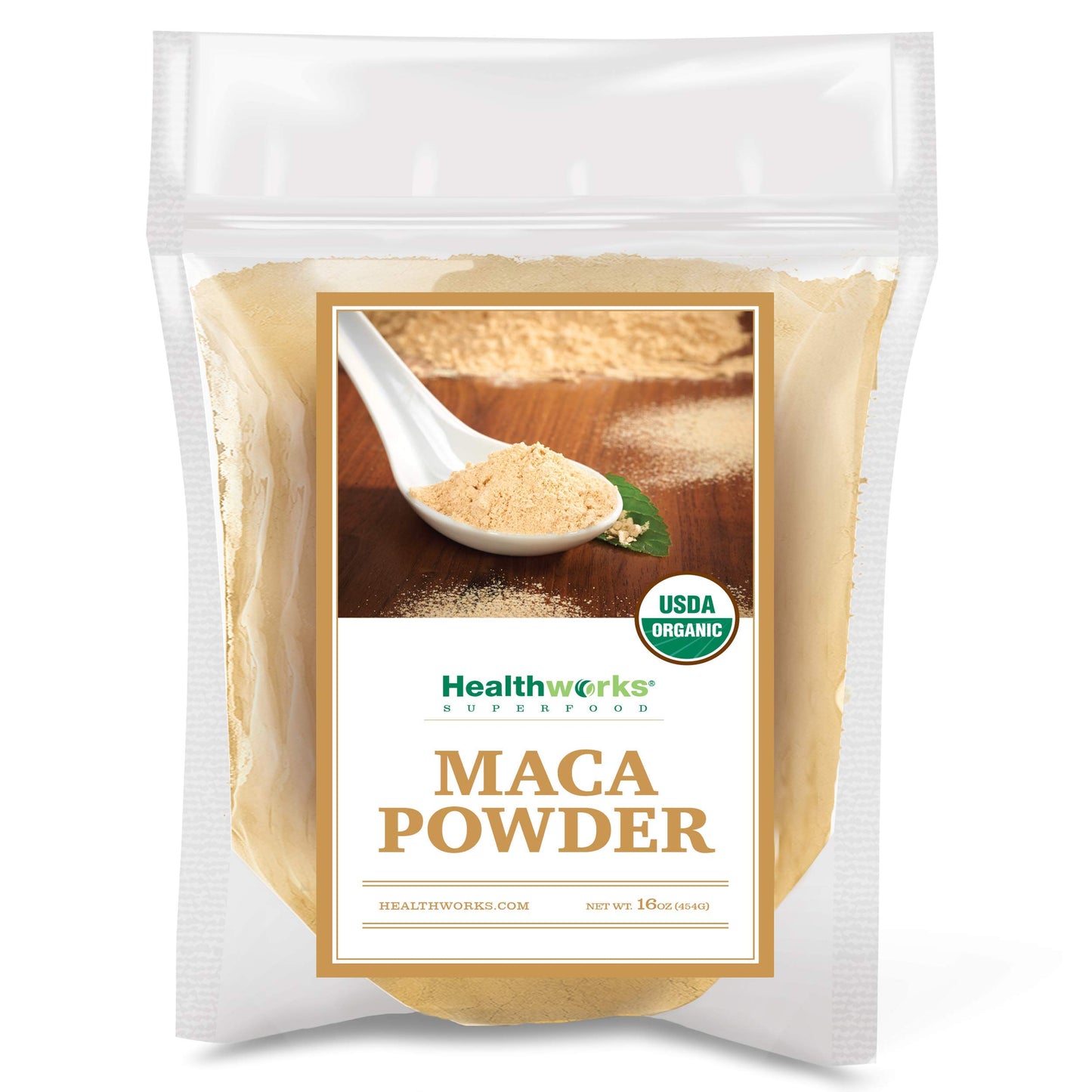 Healthworks Superfoods Organic Maca Powder Raw - 16 Oz / 1 Lb - Certified Organic Flour Use - Keto  Vegan & Non-GMO - enhanced Peruvian Origin - Breakfast  Smoothies  Baking & Coffee - Antioxidant