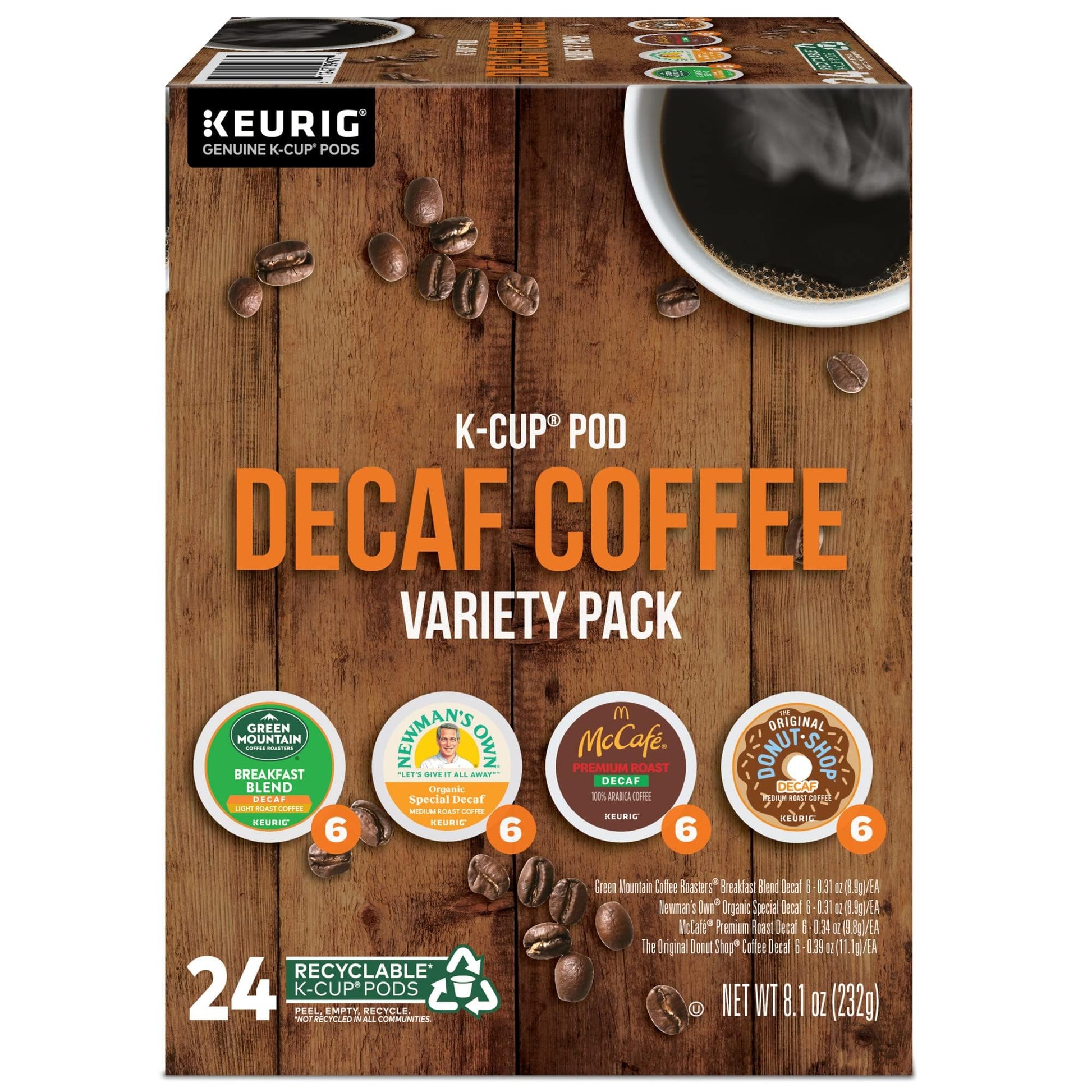 Keurig Decaf Coffee Variety Pack - Single Serve K-Cup Pods, 24 Count