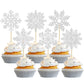 Gyufise 36Pcs Snowflake Cupcake Toppers Glitter Winter Frozen Theme Snowflake Cupcake Picks For Winter Wonderland Baby Shower Ki