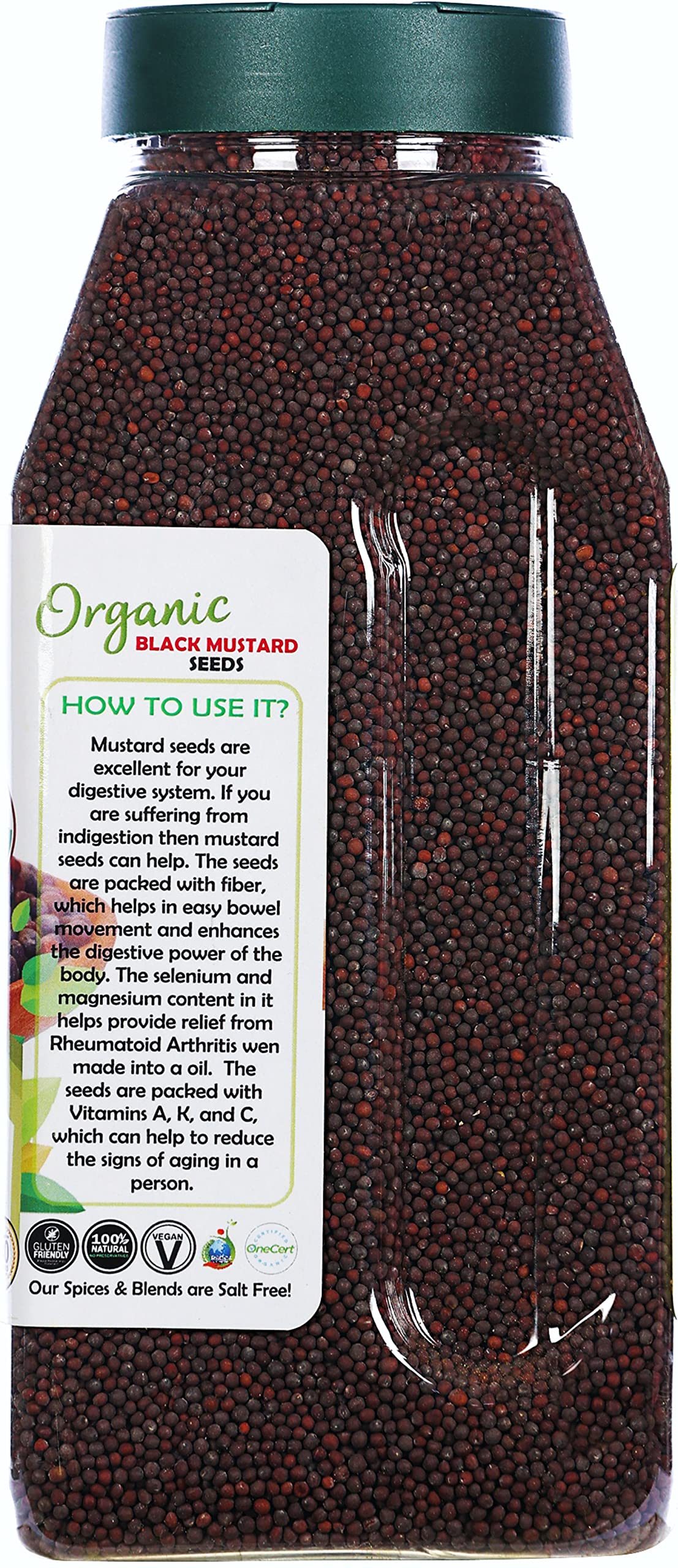 Rani Organic Black Mustard Seeds Whole Spice (Rai Sarson) 20Oz (1.25Lbs) 567G Pet Jar ~ All Natural | Vegan | Gluten Friendly |