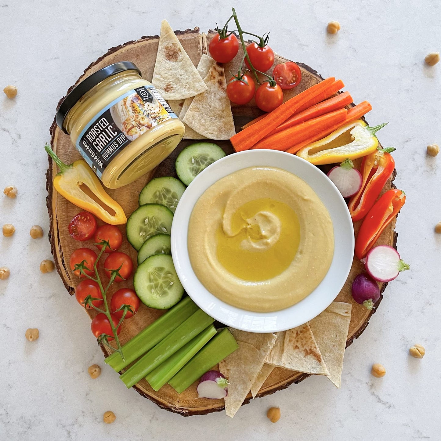 Wild Garden Roasted Garlic Hummus Dip Salad Dressings Dips And Sauce No Additives No Preservatives10.7 Oz
