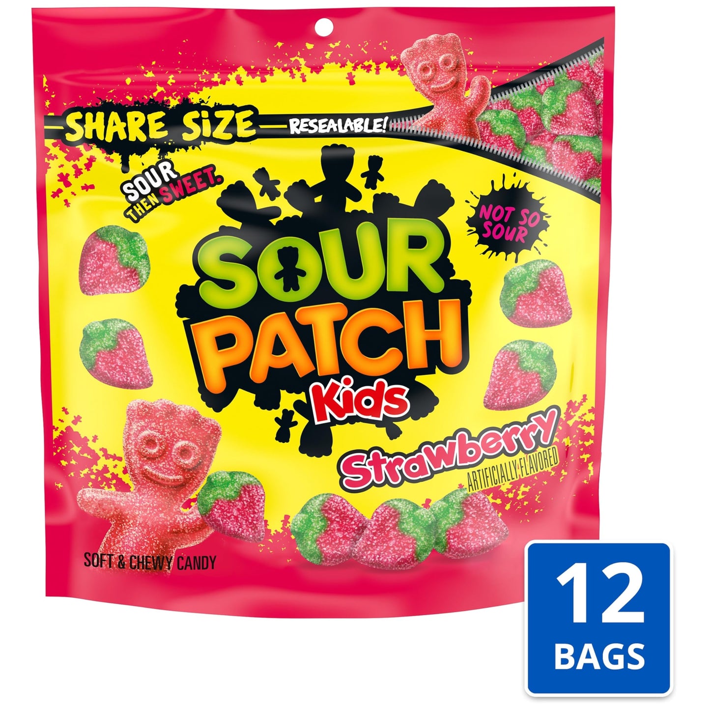 Sour Patch Kids Strawberry Soft & Chewy Candy, Share Size, Bulk Candy, 12 - 12 Oz Bags