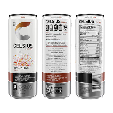 CELSIUS Sparkling Cola, Functional Essential Energy Drink, 12 Fl Oz (Pack of 24)