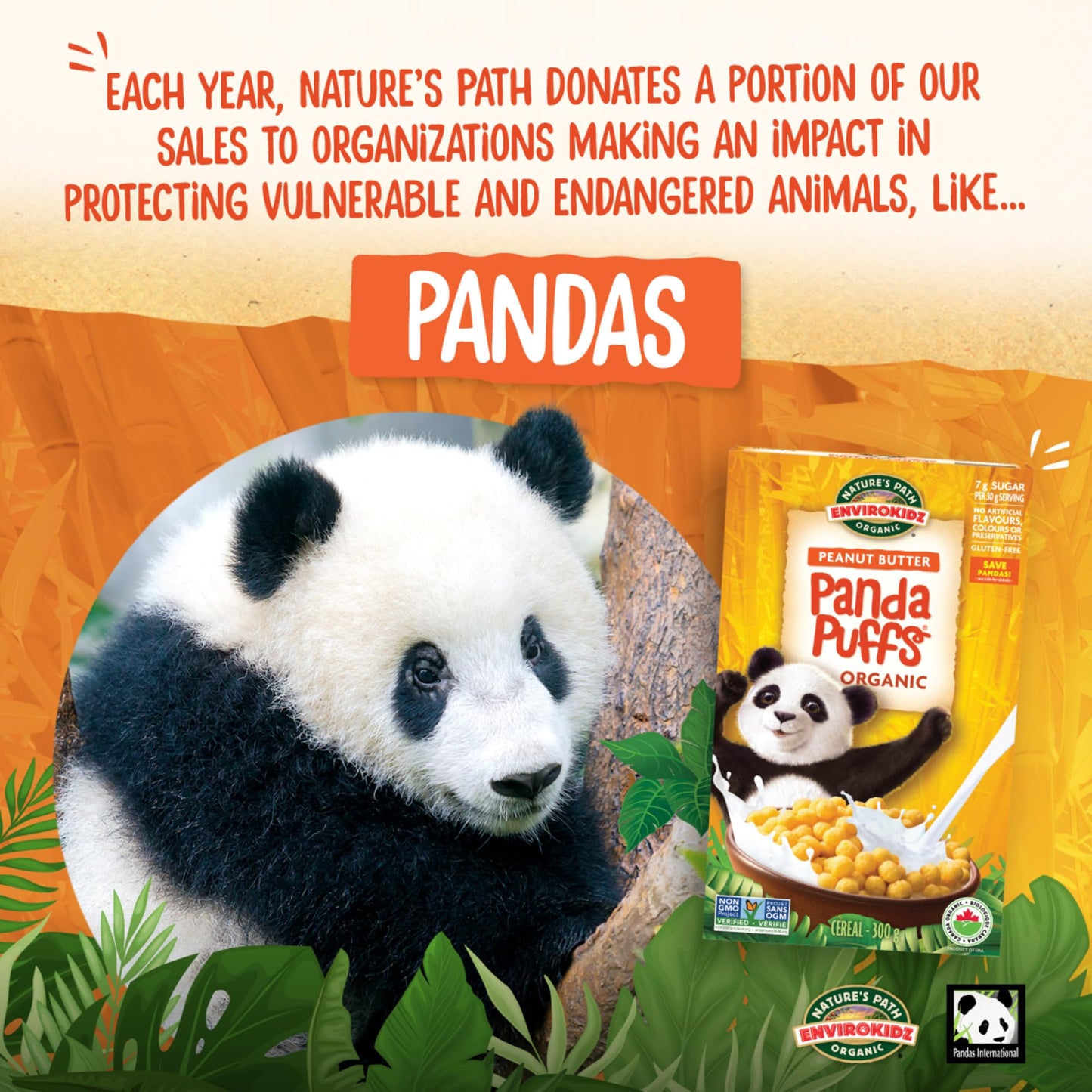 EnviroKidz Peanut Butter Panda Puffs Organic Cereal, 10.6 oz