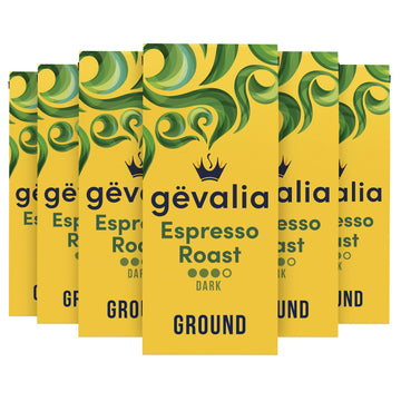 Gevalia Espresso Roast Dark Roast Ground Coffee (12 Oz Bags, Pack Of 6)