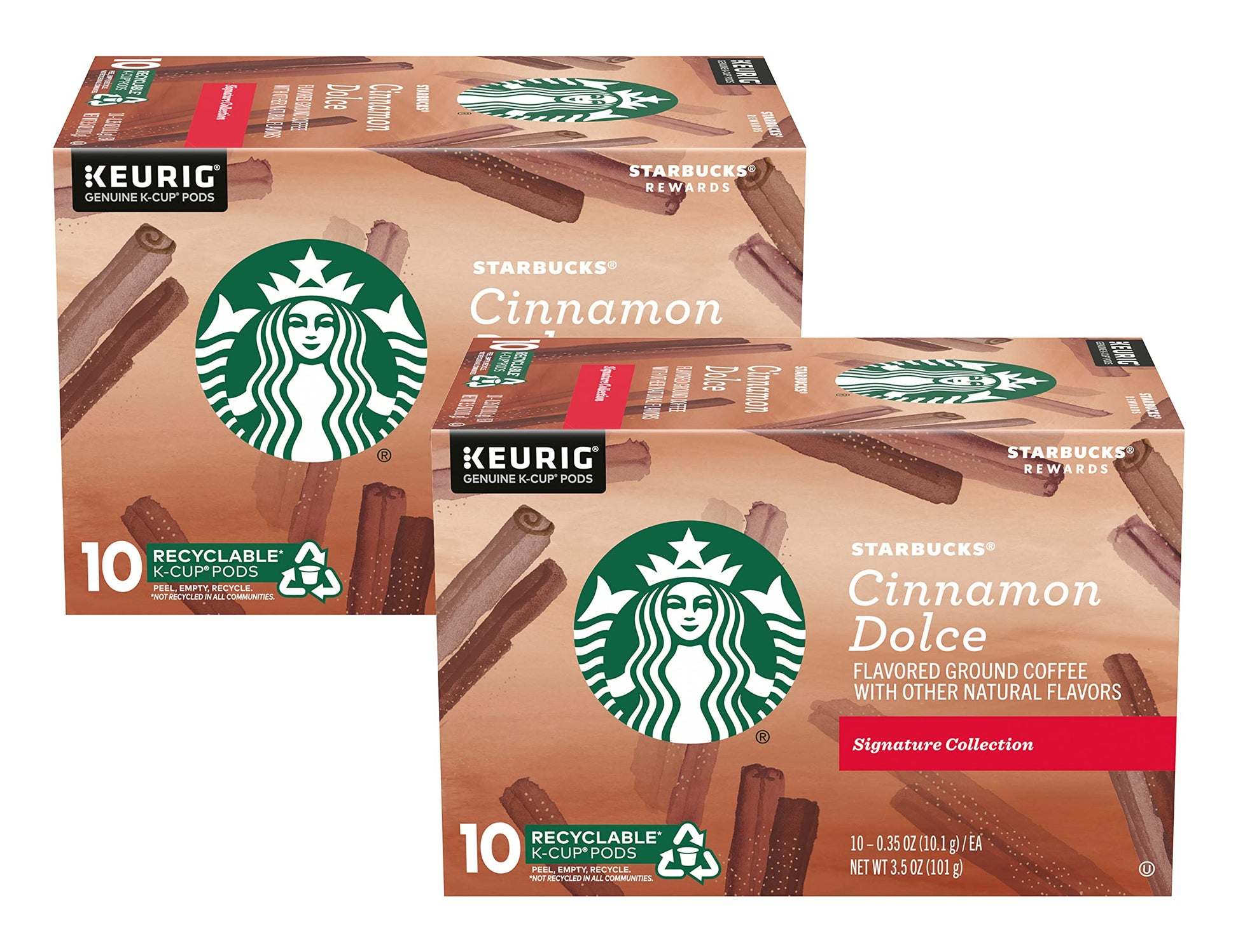 Starbucks Flavored Ground Coffee K-Cup Pods Cinnamon Dolce Flavored Ground Coffee Signature Collection Recyclable K-Cups 10 K-Cup Pods/Box (Pack Of 2 Boxes) 10 Count (Pack Of 2)