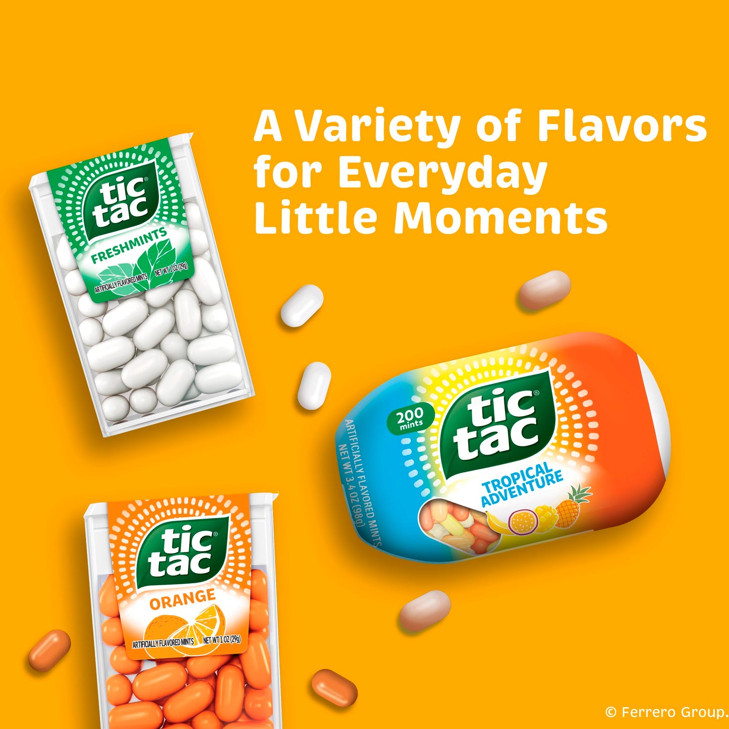 Tic Tac Mints, Fruit Adventure, 12 Count, On-the-Go Refreshment, 1.7 oz Each, Various Colors