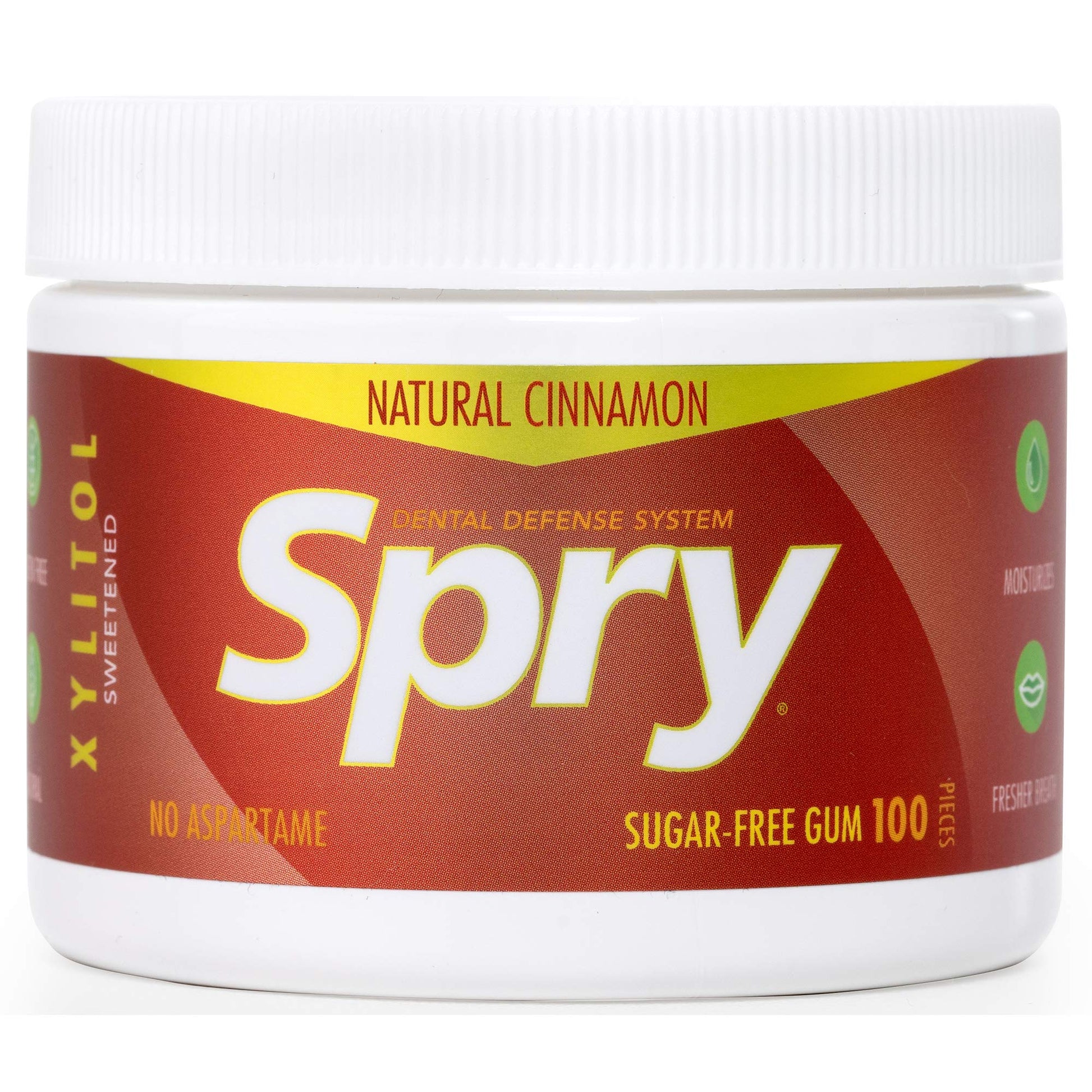 Spry Fresh Natural Xylitol Chewing Gum Dental Defense System Aspartame-Free Sugar Free Gum (Cinnamon, 100 Count - Pack Of 1)