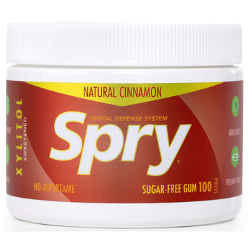 Spry Fresh Natural Xylitol Chewing Gum Dental Defense System Aspartame-Free Sugar Free Gum (Cinnamon, 100 Count - Pack Of 1)