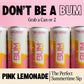 Bum Energy Sugar-Free Energy Drink, Pink Lemonade, Lightly Carbonated, 12 oz, Pack of 12