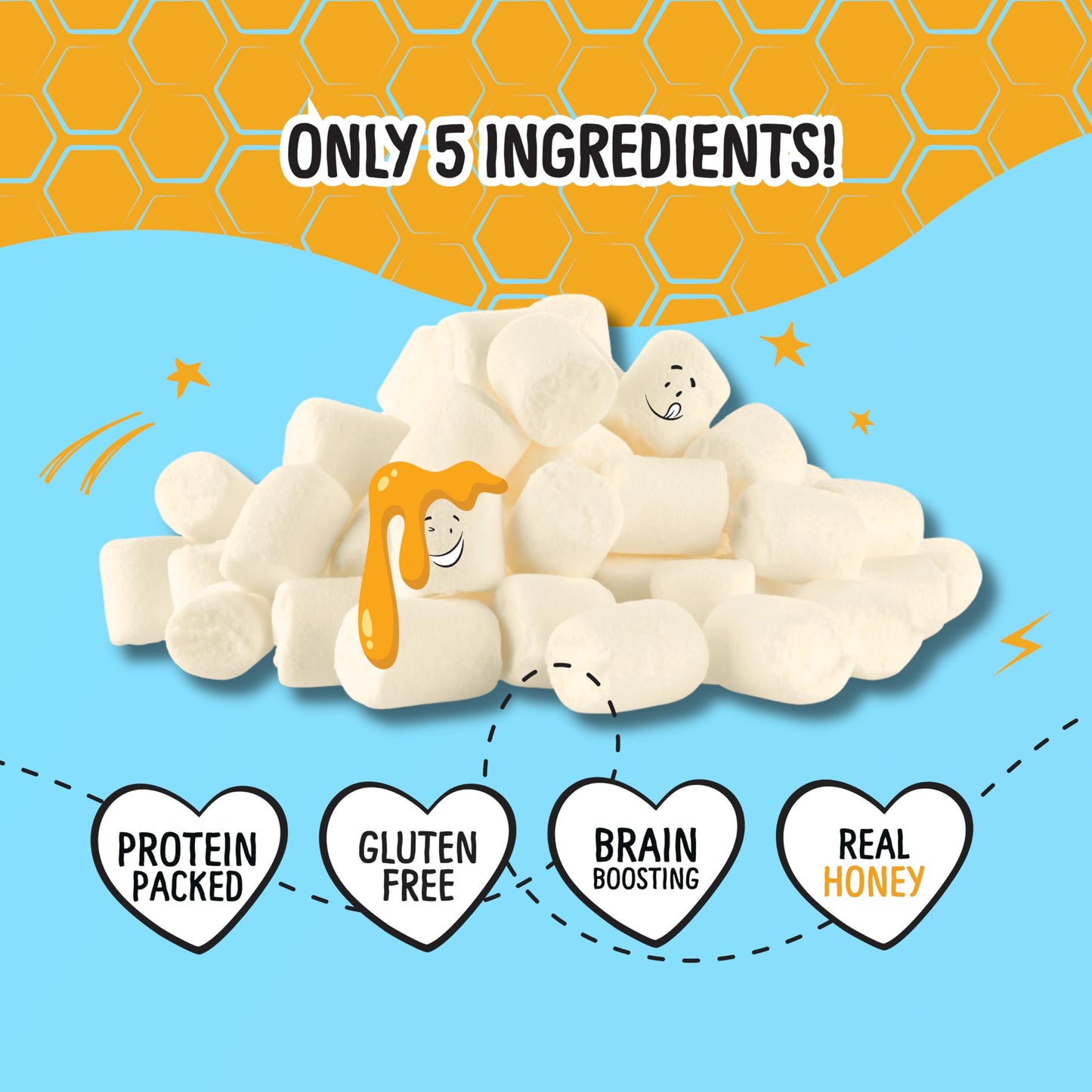 Max Mallow Very Vanilla Mini Honey Marshmallows - Gut Friendly, Gluten Free, No Refined Sugars, Real Wildflower Honey, Collagen-
