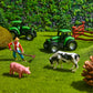 12 Pieces Farm Animal Tractor Cake Topper Set With Tree Farmer Fences Mini Barn Animal Figurines For Farm Animal Theme Party Bab
