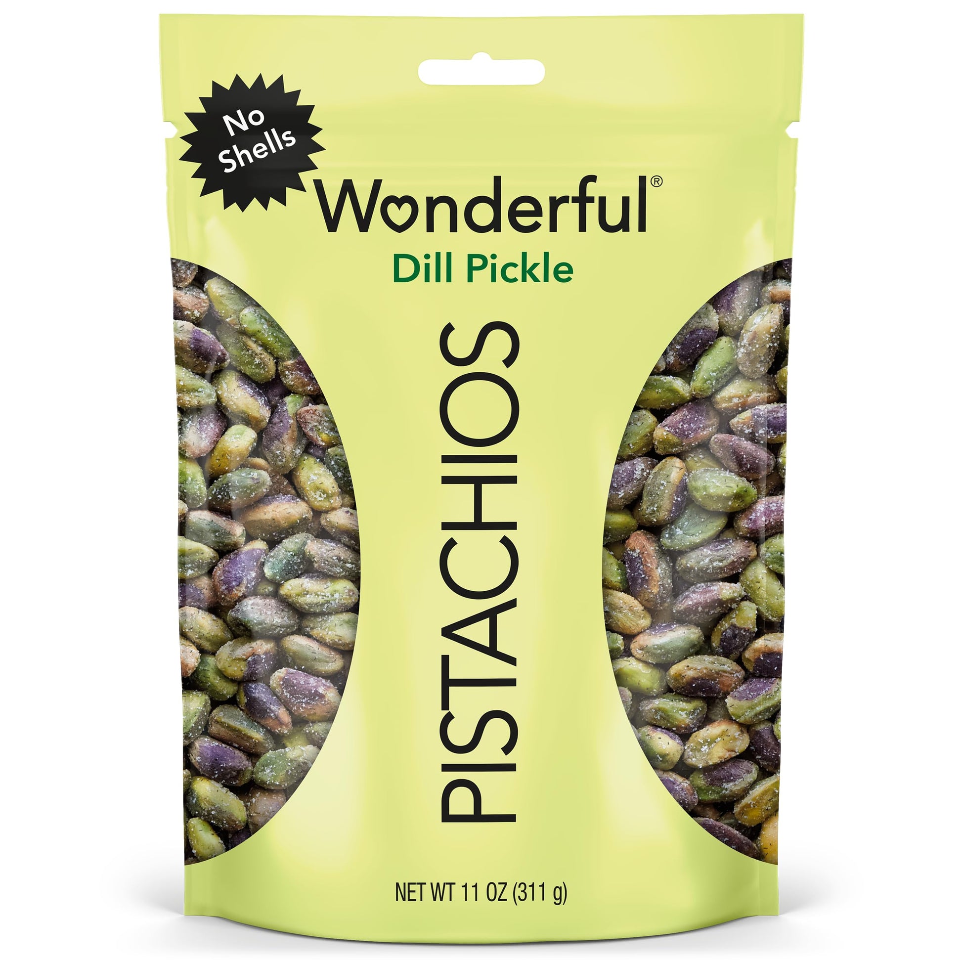 Wonderful Pistachios No Shells Dill Pickle Nuts, 11 Ounce Resealable Bag, Protein Snacks, Gluten Free, Healthy Snacks