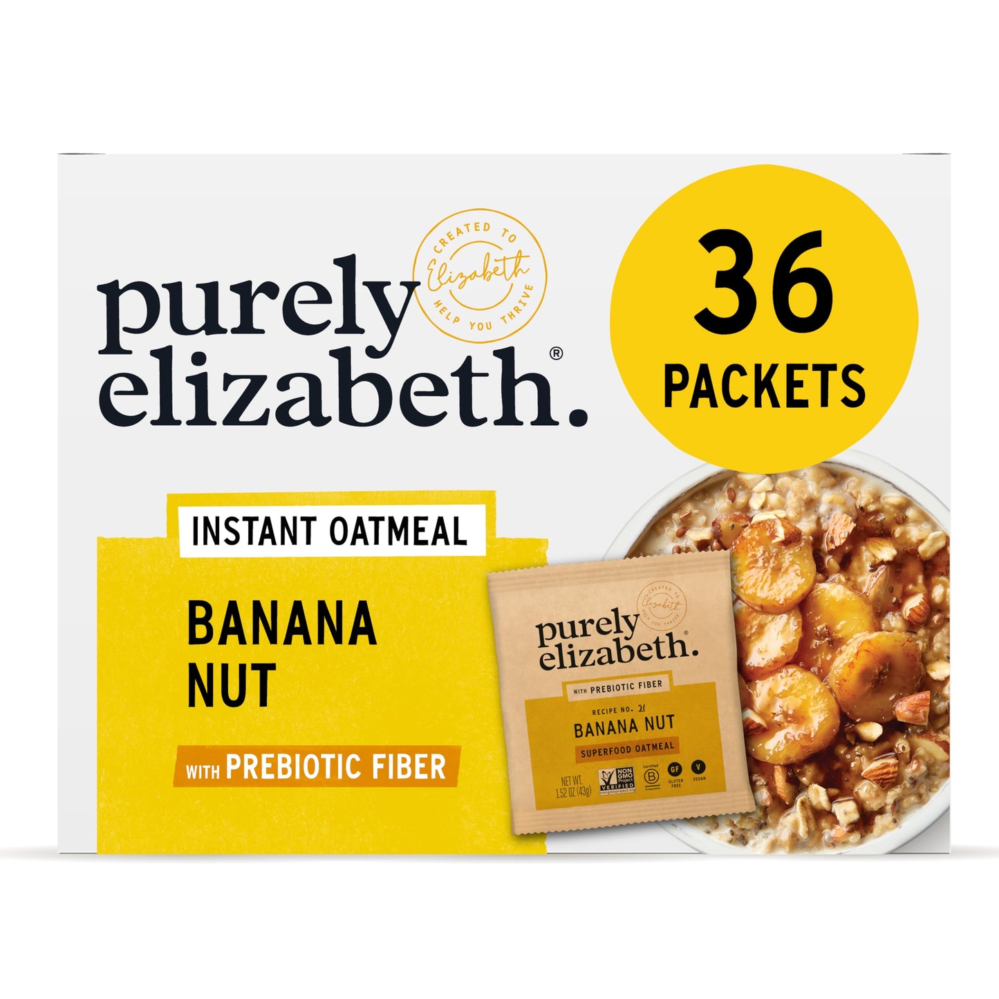 Purely Elizabeth Classic Cinnamon Superfood Oatmeal, with Prebiotic Fiber, Gluten Free & Non-GMO, 9.12 Oz (Pack of 6) (6 Pack, B