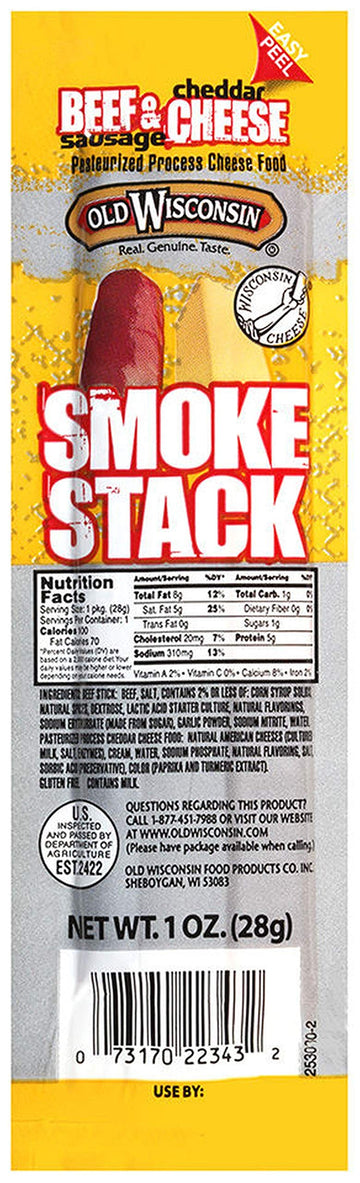 Old Wisconsin Cheese, Beef Stick And Cheddar, 1-Ounce (Pack Of 18)