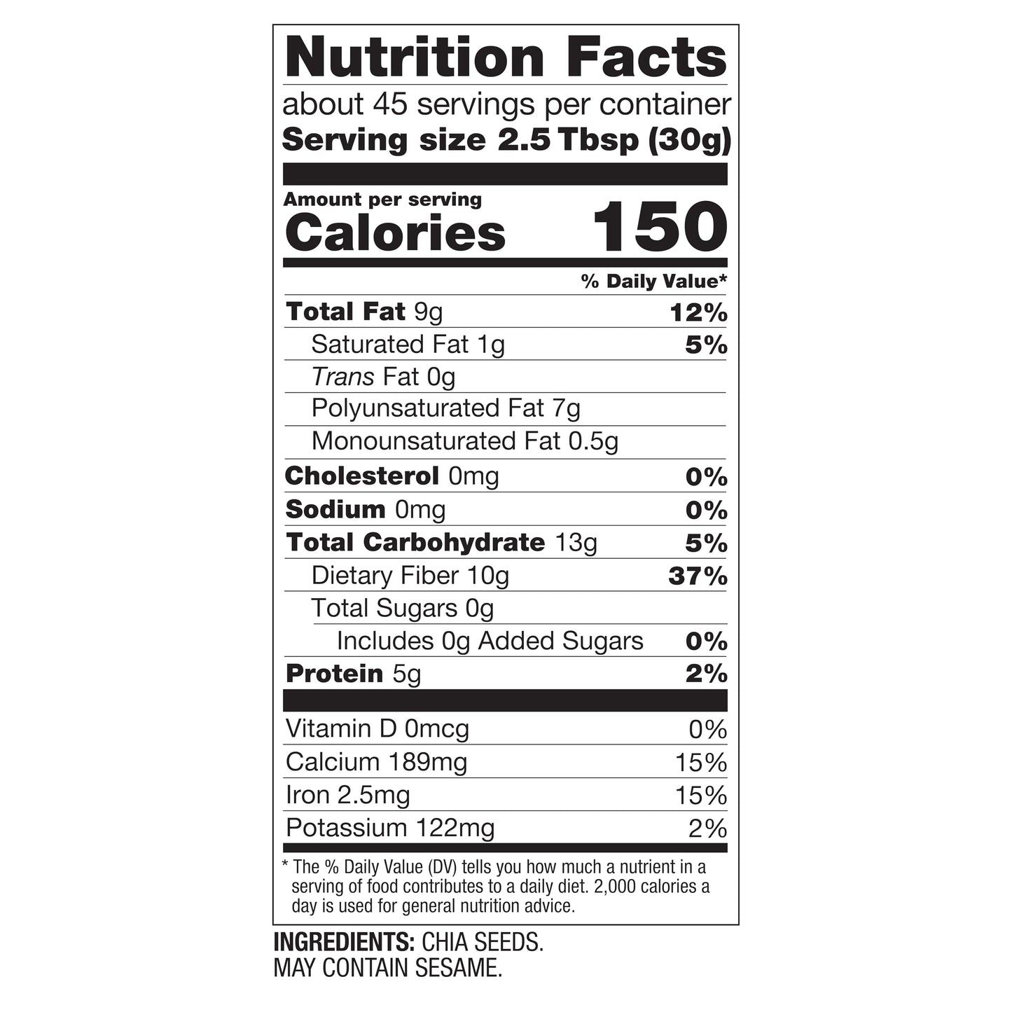 BetterBody Foods Chia Seeds 3 lbs, 48 Oz, with Omega-3, Non-GMO, Gluten Free, Keto Diet Friendly, Vegan, Good Source of Fiber, A