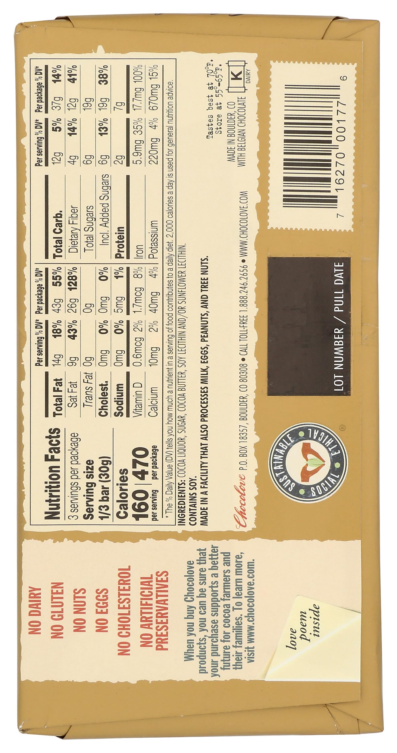 Chocolove - Extra Strong Dark Chocolate Bar - 3.2 oz.