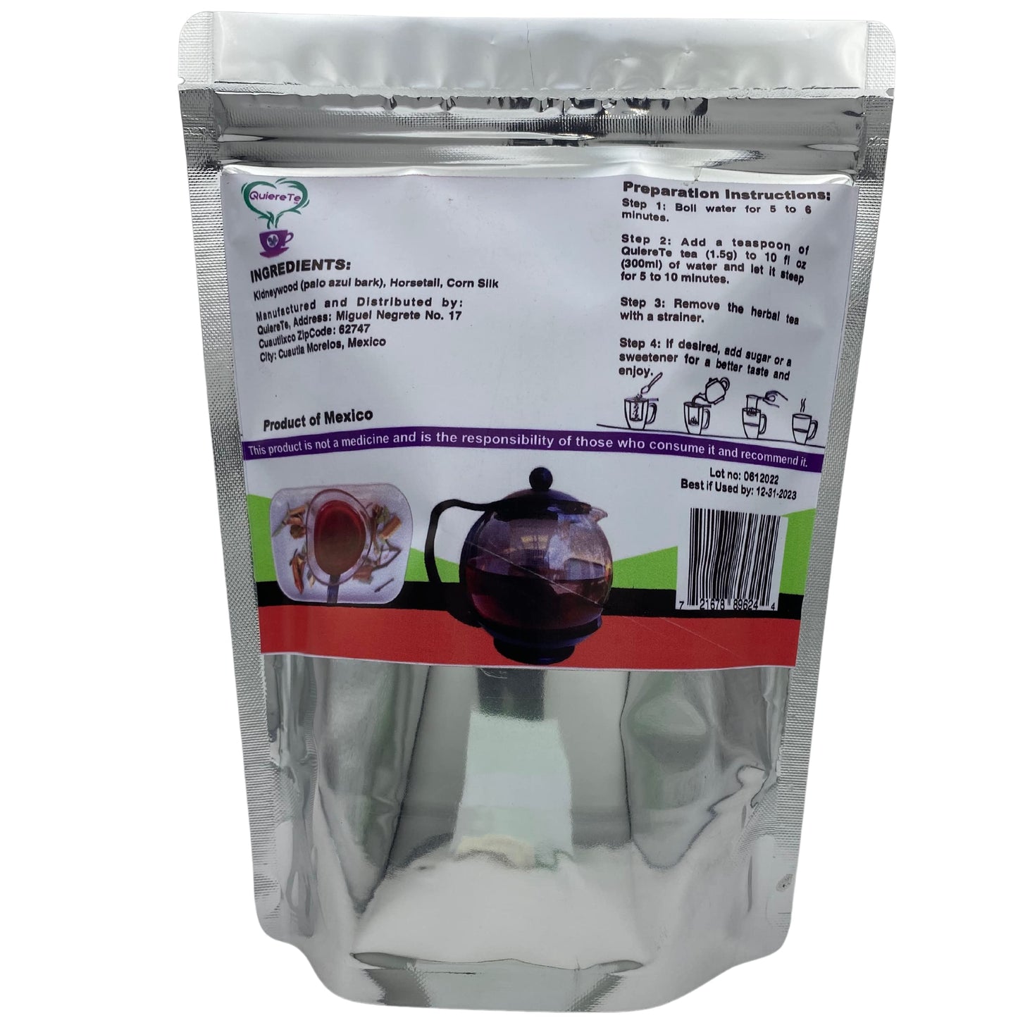 Quiere Te Herbal Tea - Palo Azul, 5.3 oz (150g), Resealable Bag, Natural Ingredients, Up to 100 Cups, Product From Mexico