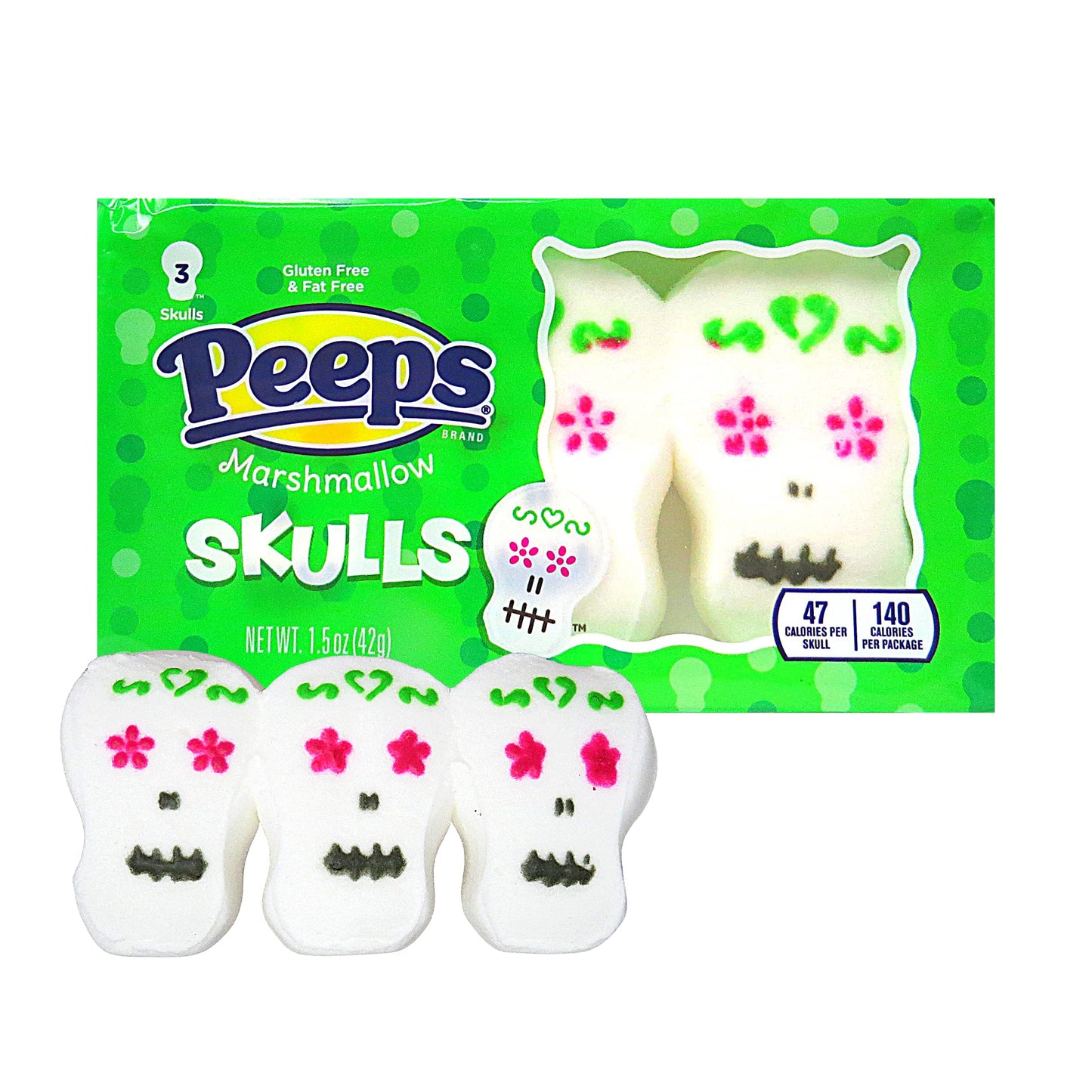 Peeps Halloween Marshmallow Assortment, Packs of 3 Sugar Skulls, Monsters, Pumpkins, and Ghosts Pack of 5