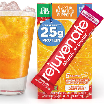 Rejuvenate Muscle Health Amino Blend, 40g Whey Protein Equivalency, Citrus Blast, 14 Count, Model 629046543038