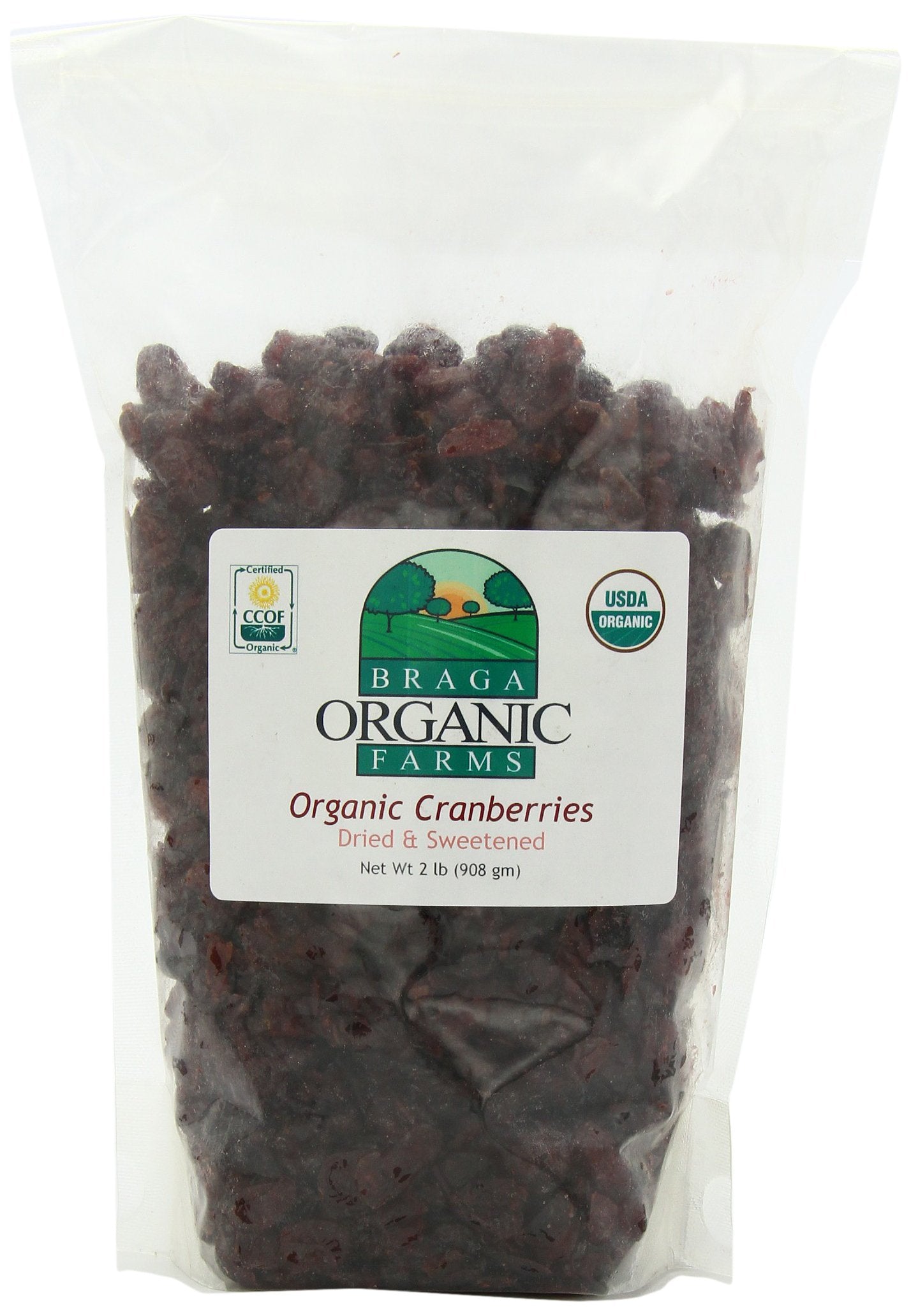 Braga Organic Farms Organic Dried Cranberries, 2 lb. Bag, Non-GMO, Gluten-Free