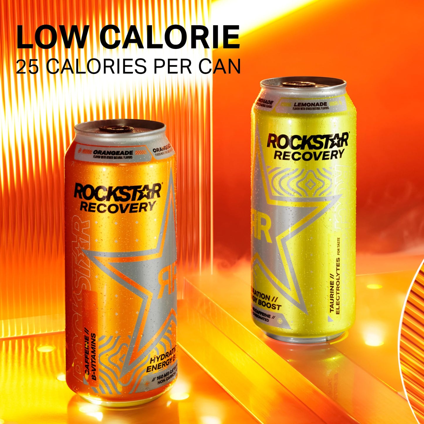 Rockstar Energy Drink Recovery Lemonade, 16oz (Pack of 12), Caffeine, Taurine, Electrolytes, Model 00012000240348