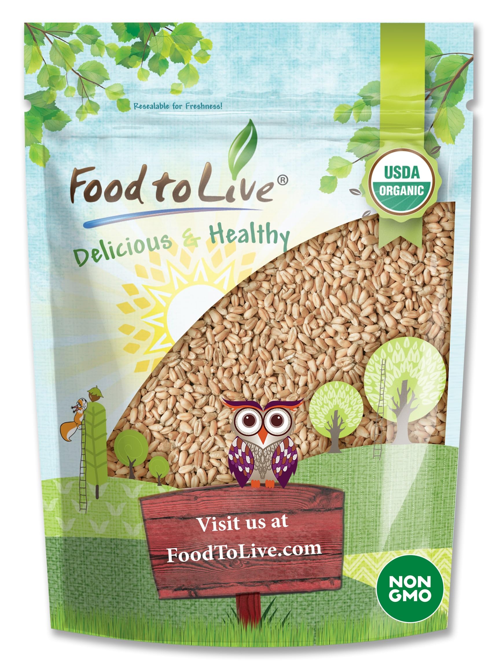 Food to Live Organic Soft White Wheat Berries, 1 Pound - Premium Non-GMO Whole Grain Wheat for Milling, Sprouting, Cooking and B
