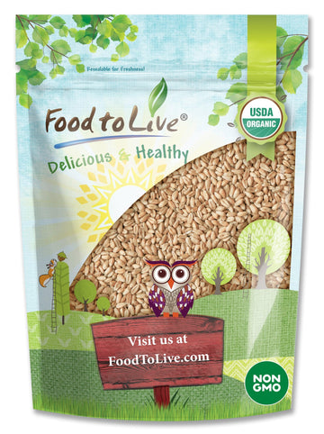 Food to Live Organic Soft White Wheat Berries, 1 Pound - Premium Non-GMO Whole Grain Wheat for Milling, Sprouting, Cooking and B