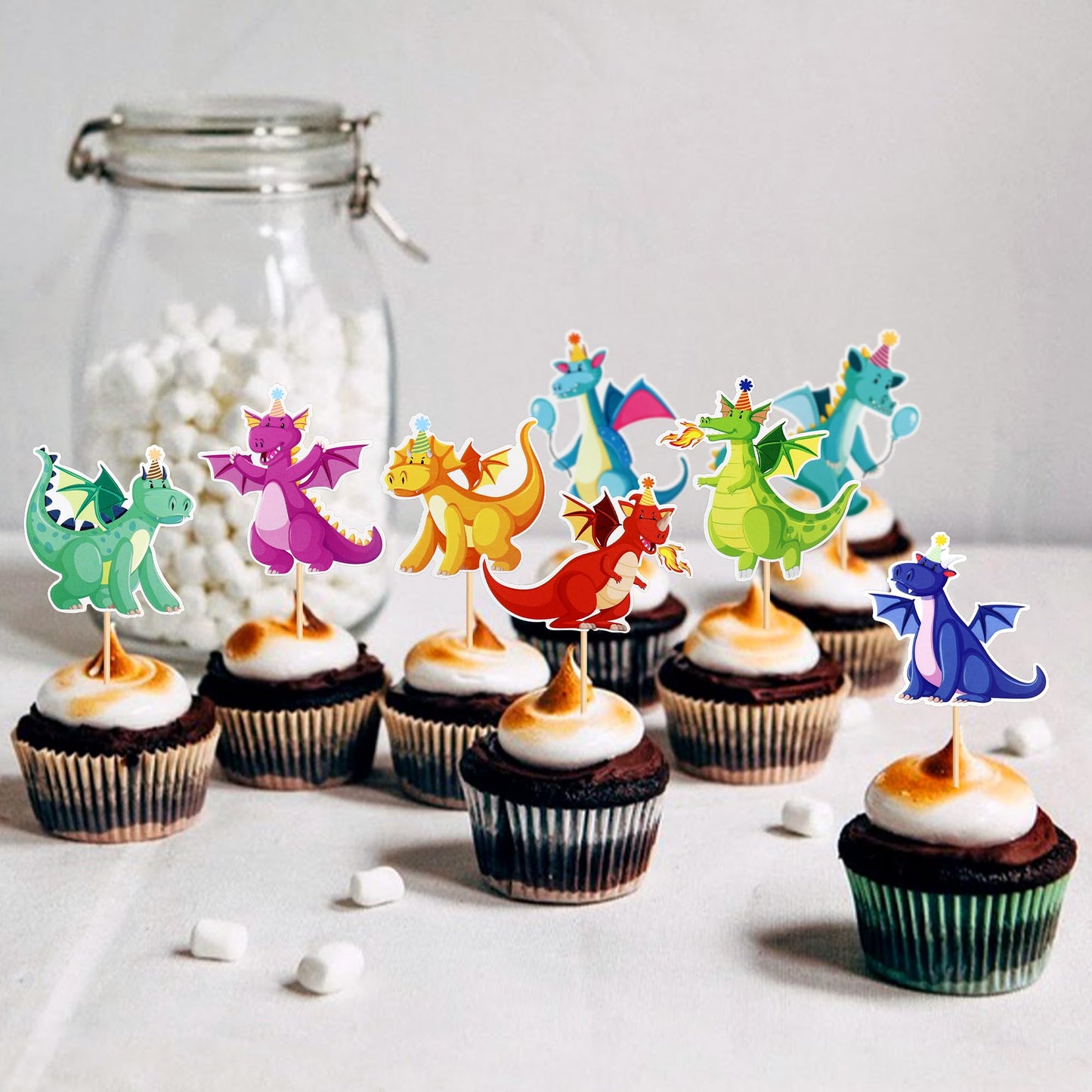 Ercadio 24 Pack Dragon Cupcake Toppers Lovely Dragon Cake Picks Lovely Dragon Cupcake Topper Dragon Cupcake Toppers Picks For Dr