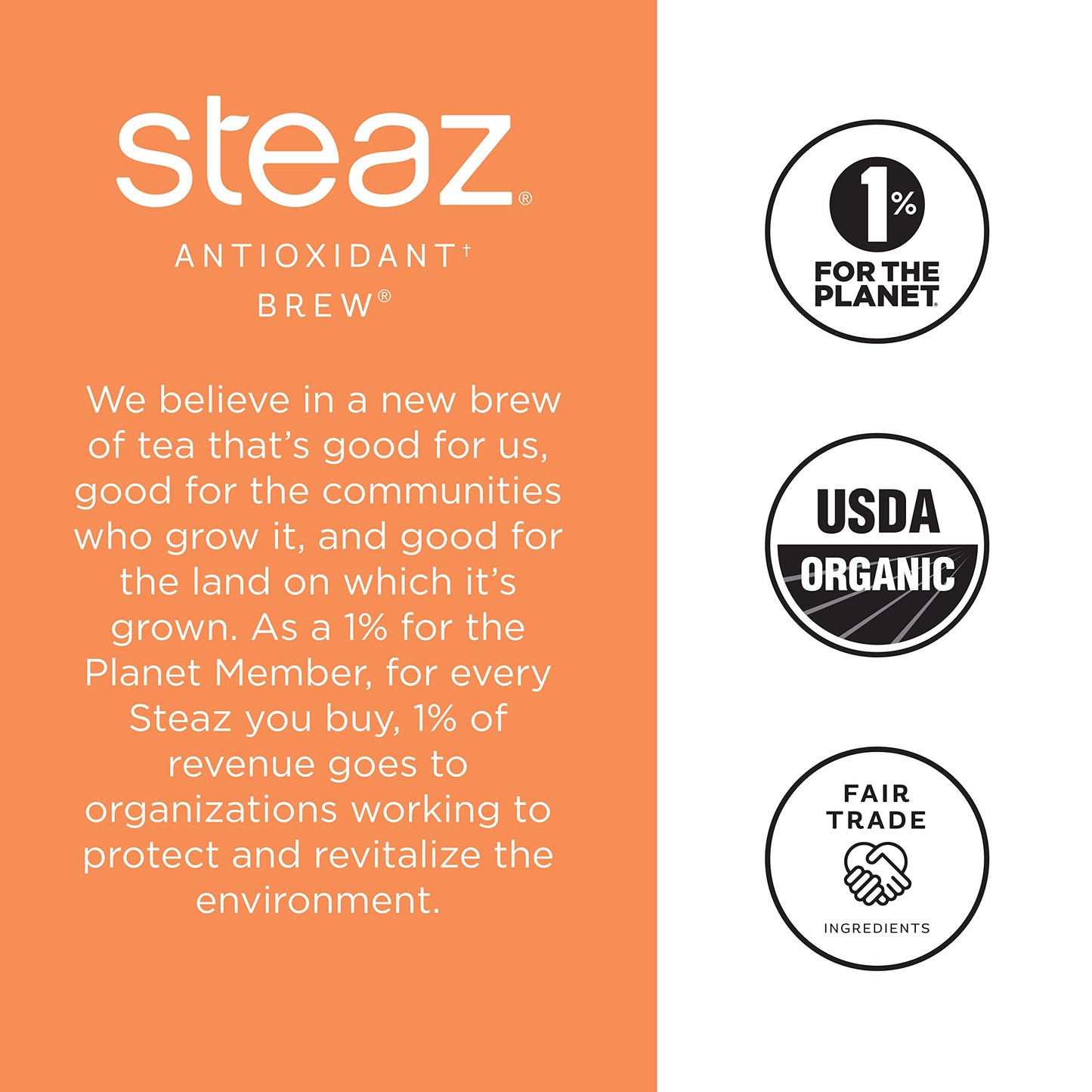 Steaz Organic Green Tea Peach - 12 Pack, 16 Fl Oz Cans, Antioxidant Brew, Vegan, Fair Trade, 65mg Natural Caffeine