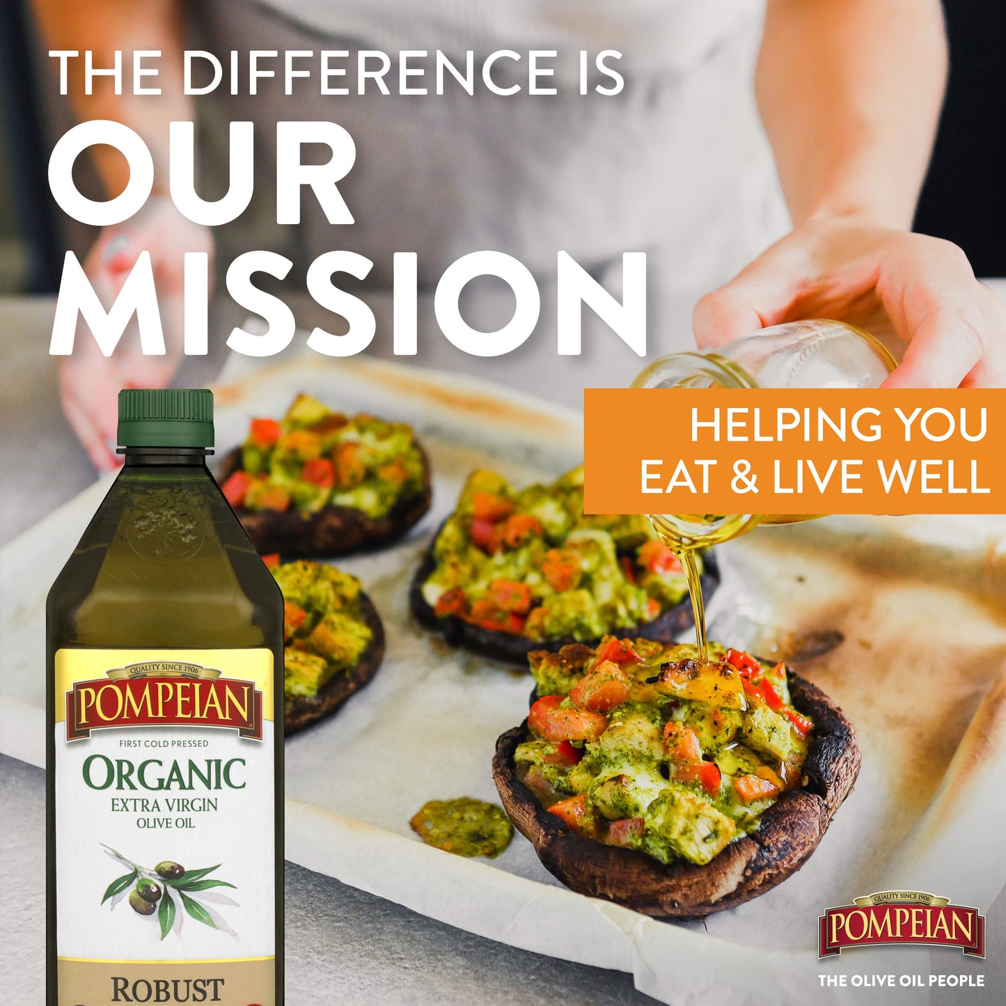 Pompeian USDA Organic Robust Extra Virgin Olive Oil  First Cold Pressed  Full-Bodied Flavor  Perfect for Salad Dressings & Marinades  32 FL. OZ.