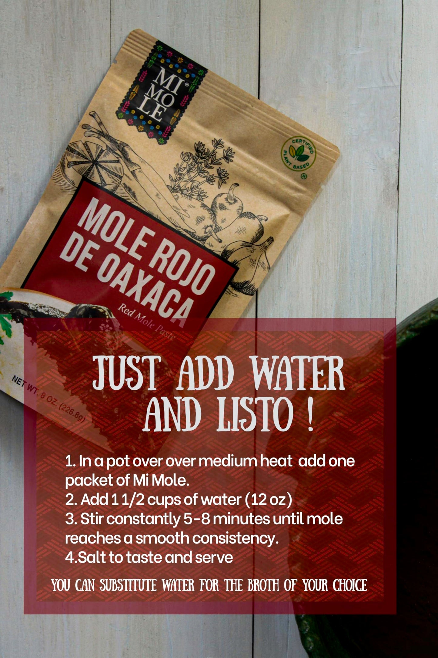 Mi Mole Mole Rojo de Oaxaca - All-Natural Paste, 8 oz - Rich Flavor from 26 Ingredients