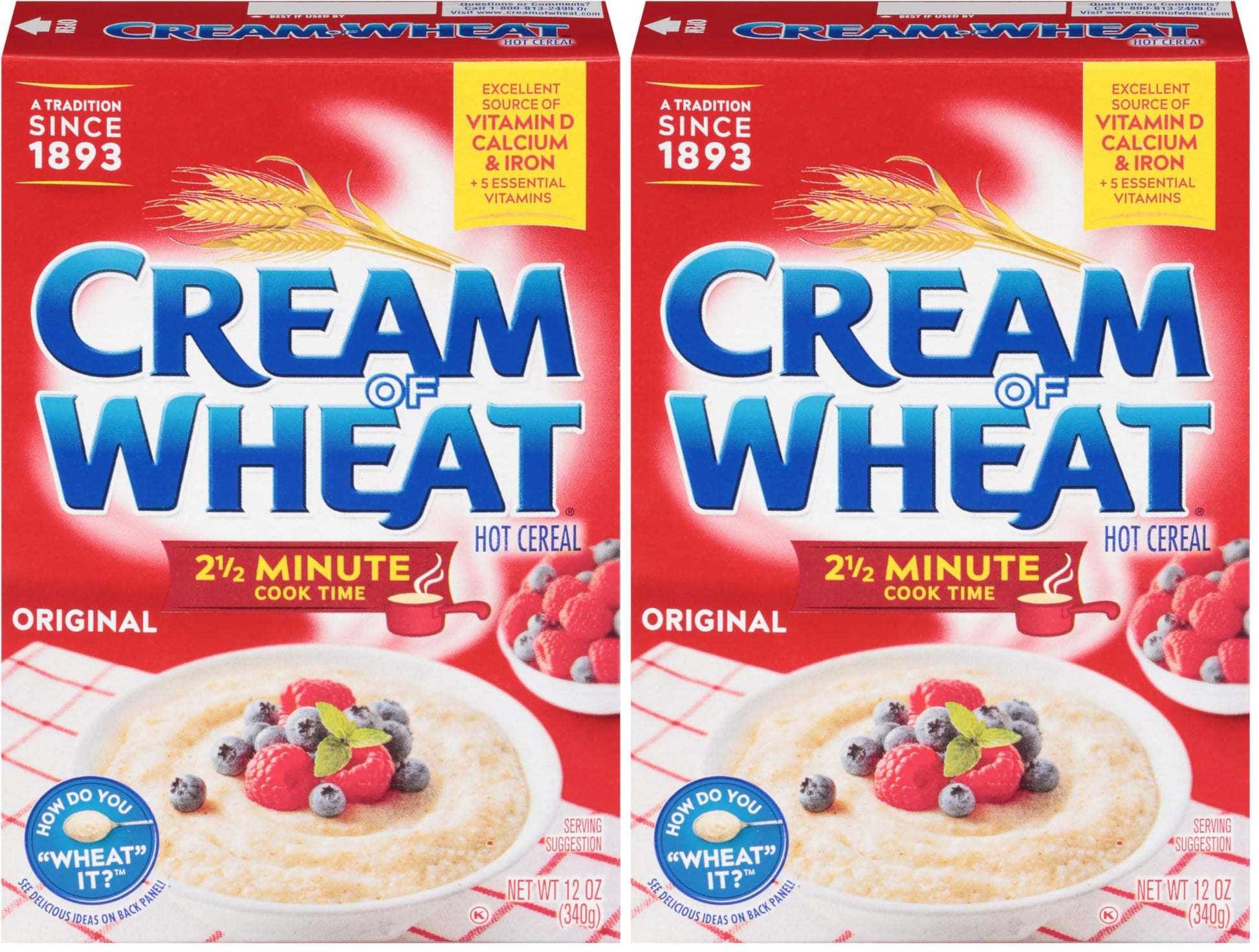 Cream of Wheat Original Stove Top Hot Cereal, 2 1/2 Minute Cook Time, 12 Ounce (Pack of 2)