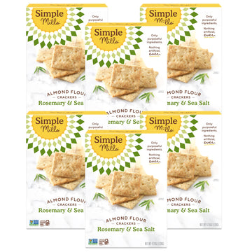 Simple Mills Almond Flour Crackers, Rosemary & Sea Salt - Gluten Free, Vegan, Healthy Snacks, 4.25 Ounce (Pack Of 6)