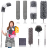 Deehyo Microfiber Duster For Cleaning Fan, High Ceiling, Blinds, Furniture, Cars , 9Pcs Extendable Feather Duster (Stainless Ste
