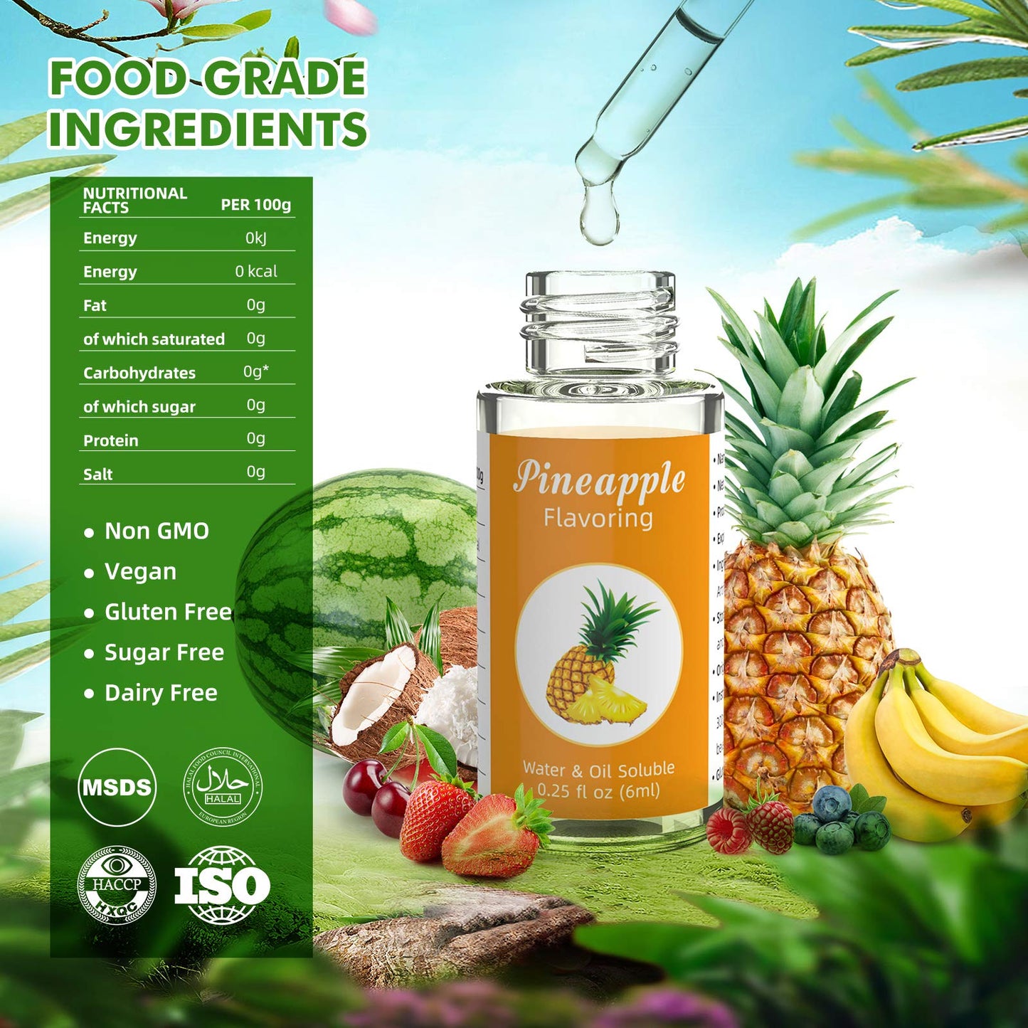 Nomeca Food Flavoring Oil Candy Flavors, Strawberry Vanilla Coconut Cherry Extracts for Baking Cooking and Lip Gloss Making - Wa