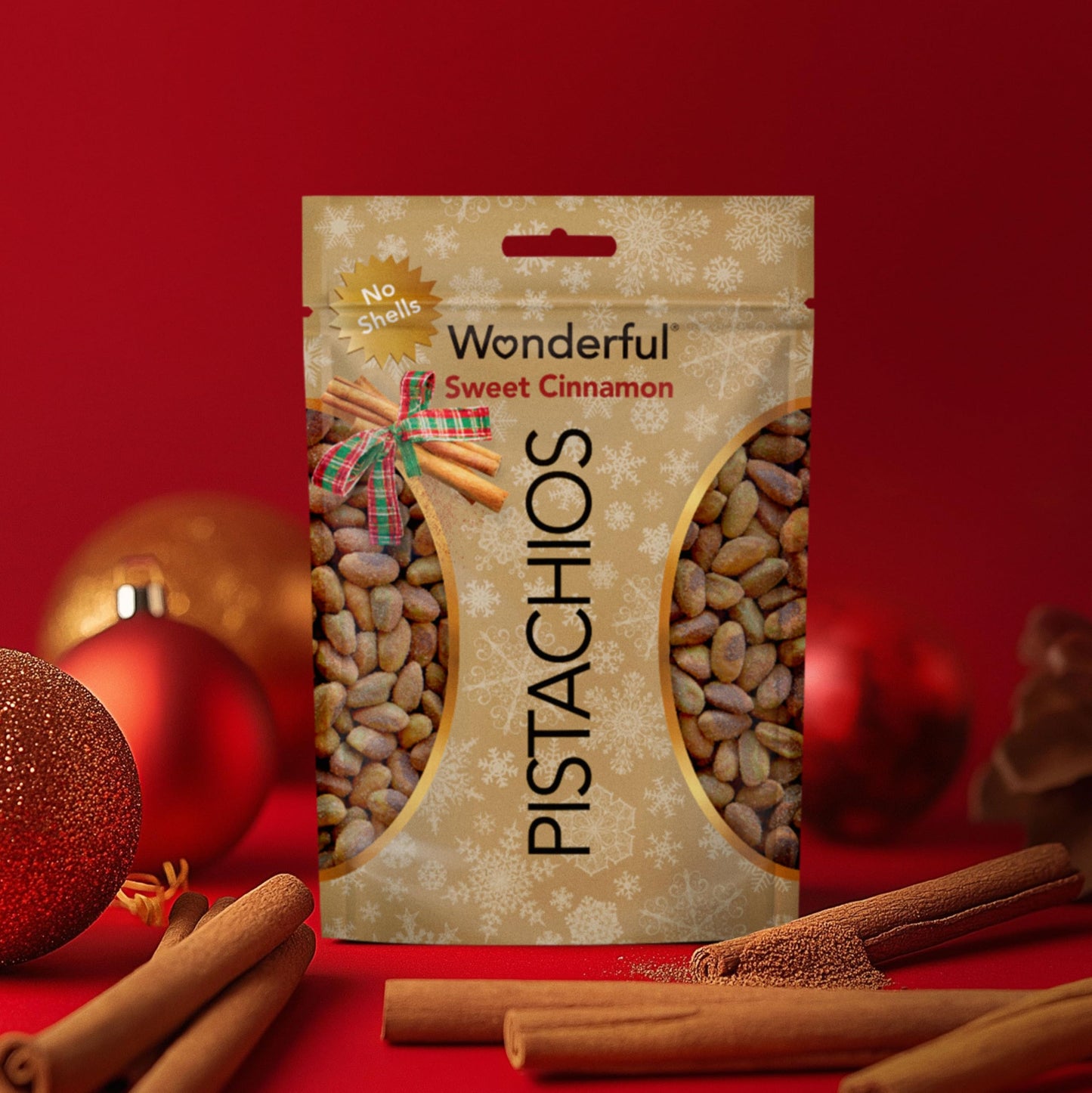 Wonderful Pistachios No Shells, Sweet Cinnamon Flavored Nuts, 5.5 Ounce Resealable Bag, Protein Snacks, Gluten Free, Healthy Sna