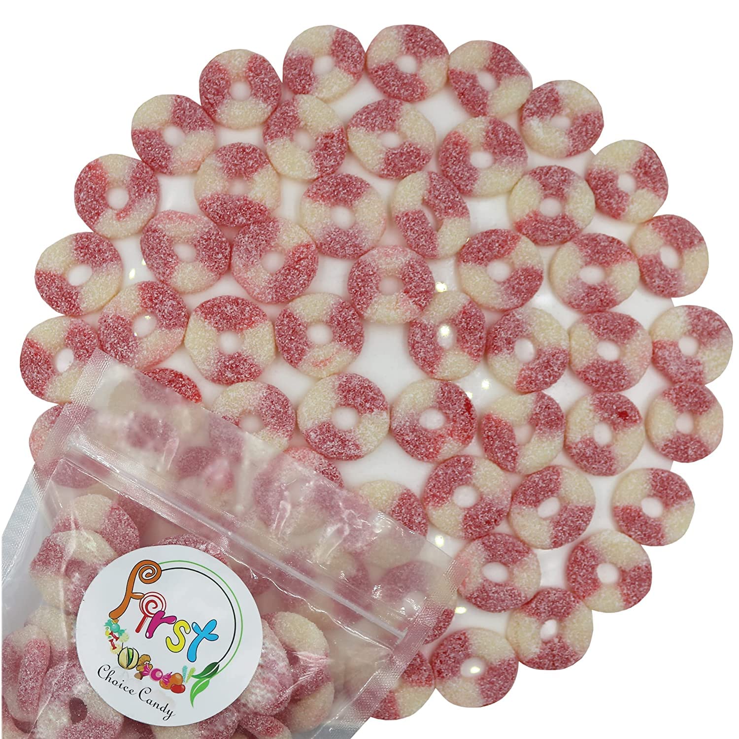 FirstChoiceCandy Gummy Rings (Sour Mini Strawberry, 2.2 Pound (Pack of 1))