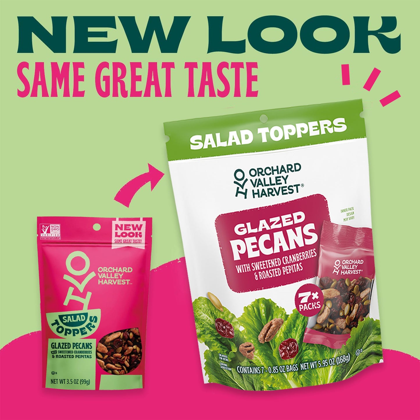 Orchard Valley Harvest Salad Toppers Glazed Pecans with Sweetened Cranberries & Roasted Pepitas, 0.85 oz (Pack of 7) Resealable