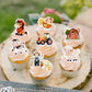 45Pcs Edible Farm Theme Cupcake Toppers Wafer Paper Animal Cartoon Tractor Barnyard Cupcake Toppers Drink Topper Dessert Muffin