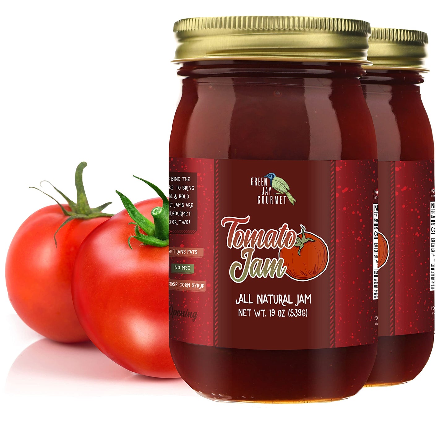Green Jay Gourmet Tomato Jam - Tomato Ketchup Alternative - Premium Tomato Jelly - Sweet & Savory Tomato Spread & Jam Preserves