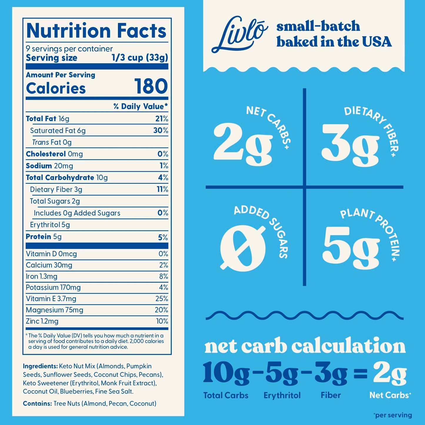 Livlo Keto Nut Granola Cereal - Only 2G Net Carb & Zero Added Sugar - Low Carb, Grain Free & Gluten Free Healthy Snack - Frosted