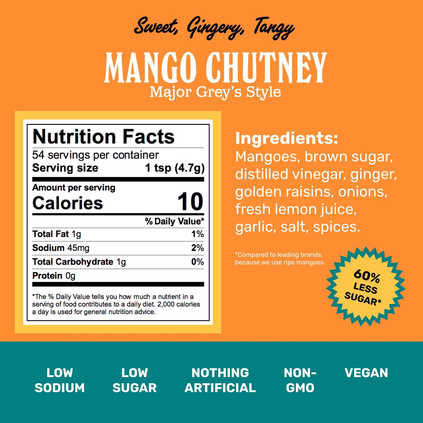 Brooklyn Delhi Mango Chutney - 9oz - Vegan, Made with Ripe Mangos, Ginger, Garam Masala - No Artificial Additives, Perfect for Dips & Sauces