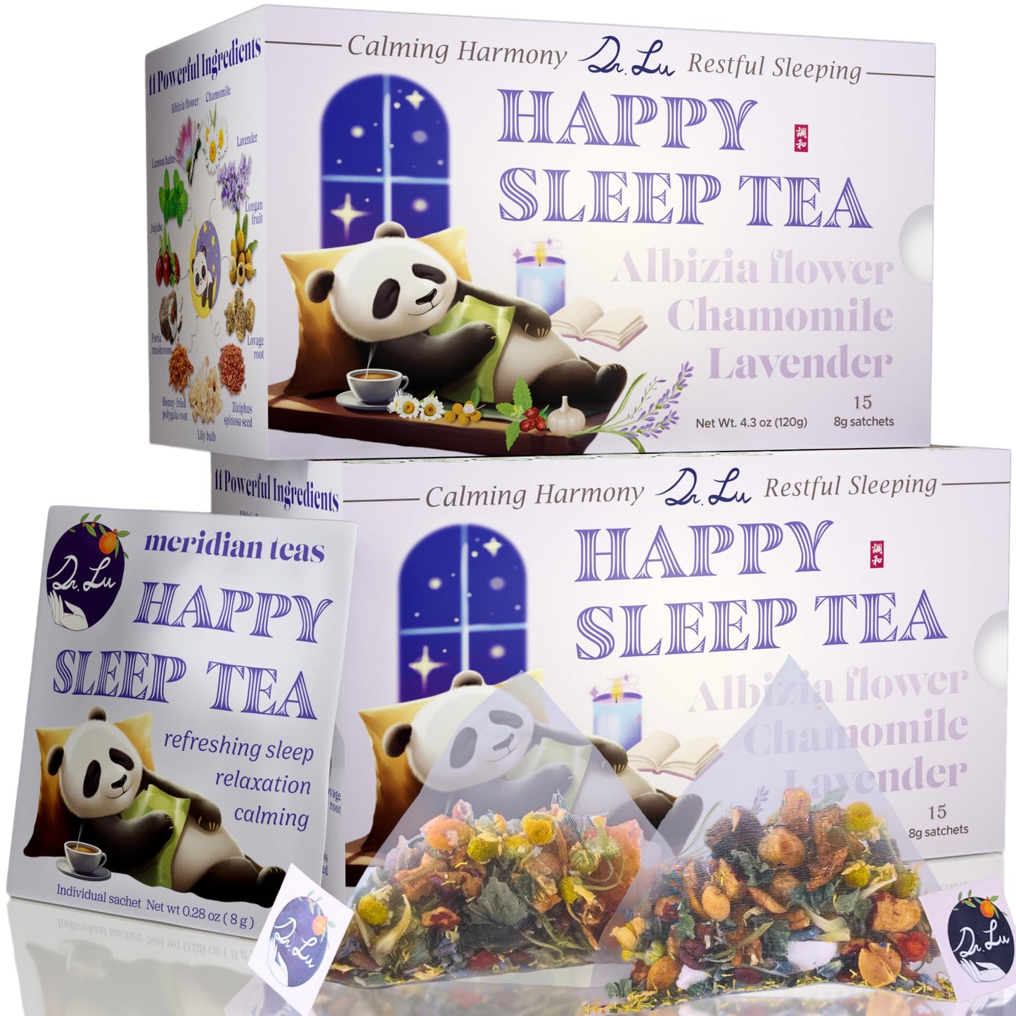 2 Pack Of Dr. Lus Happy Sleep Tea | 100% Natural Calming Herbal Tea | Traditional Nighttime Relaxation Blend With Chamomile  Lavender  Lemon Balm & More Herbs