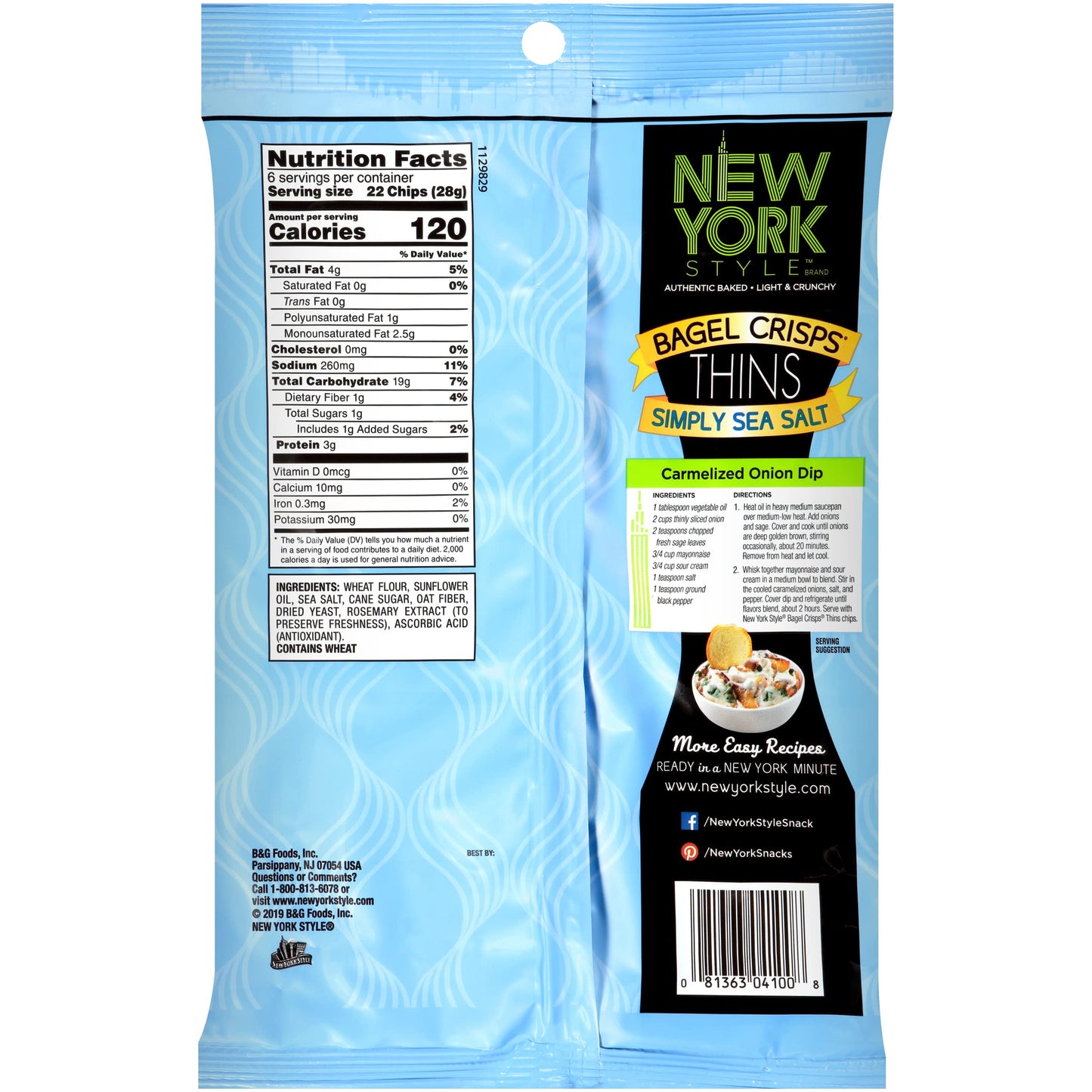 New York Style Bagel Thins, Simply Sea Salt, 6 Ounce (Pack of 2)