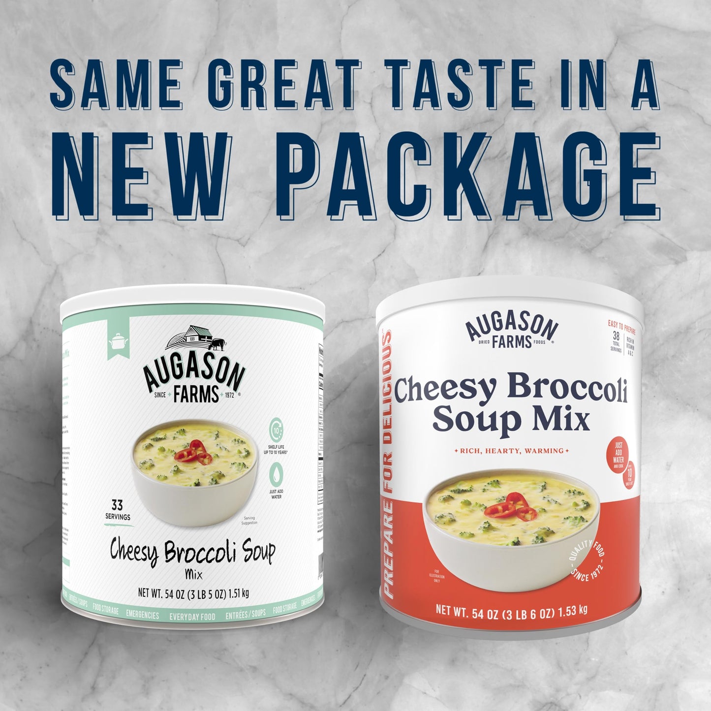 Augason Farms Cheesy Broccoli Soup Mix Can - Emergency Food Supply, 54 Fl Oz, 38 Servings, Model 5-90646
