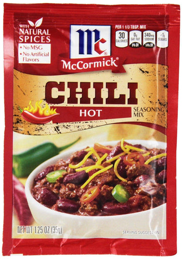 McCormick HOT Chili Seasoning Mix (Pack of 3) 1.25 oz Packets